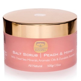 KEDMA Exfoliante Corporal Hidratante Con Sales Del Mar Muerto De Melocotón Y Miel, Con Aceites De Almendra Y Mango, Para Pies Y Cuerpo Para Mujeres, Nutrición Profunda, Cuidado De La Piel Del Mar
