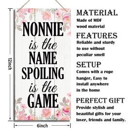 Nonnie Decor, Nonnie Gift for Birthday Christmas, Nonnie Nicknames Sign, Rustic Home Decor, Family Decor, Decorative Wood Hanging Wood Plaque, Nonnie Sign Gift, Nonnie is the Name Spoiling is the Game