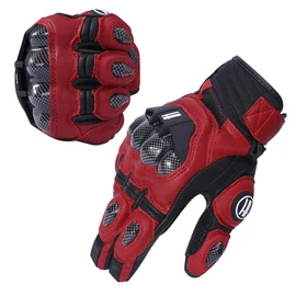 Harssidanzar Motorcycle Gloves for Men and Women, Full Finger Motorcycle Powersports Knuckle Protection Road Racing Gloves KM046,Oxblood/Black, Large