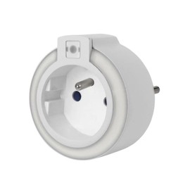 Perel LED Night Light with Socket and Twilight Sensor, Auto on in the Dark, One Color White LED, Ideal for Living Room, Bedroom, Children's Room, Hallway, with Protective Contact