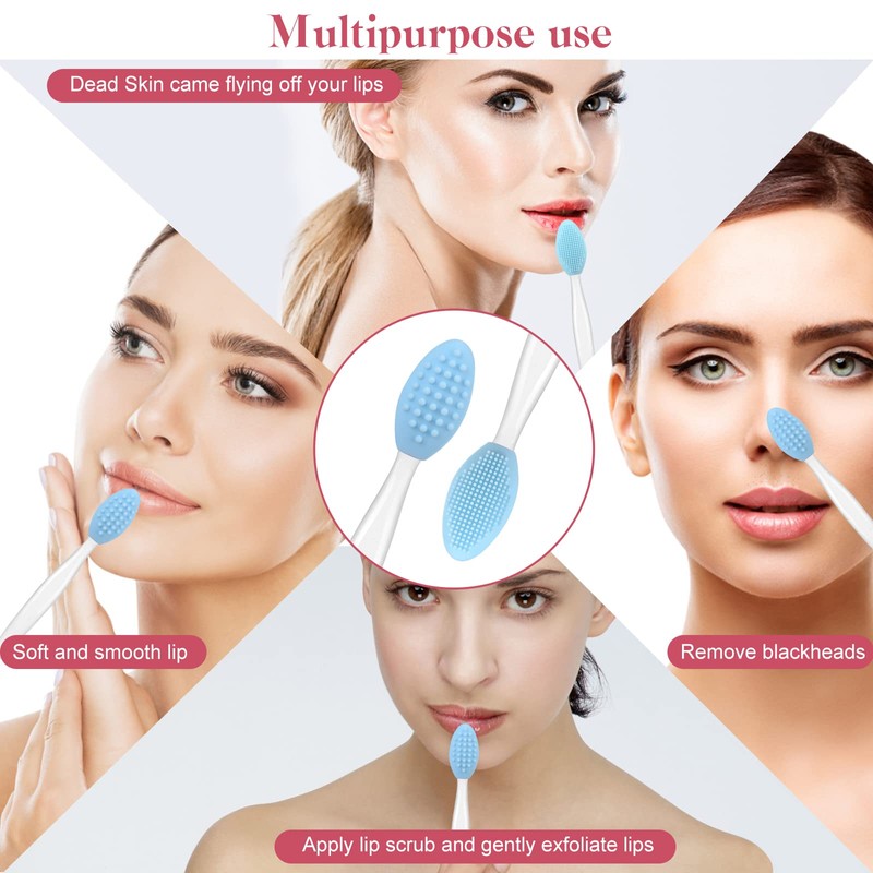 Yoizyfree 5 Pcs Lip Scrub Brush,Lip Scrubber Exfoliator,Double-Sided Silicone Lip