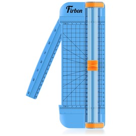 Firbon A5 Paper Cutter, Straight Small Paper Trimmer with Side Ruler for Scrapbooking Craft, Paper, Coupon, Label, Cardstock, Blue