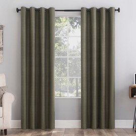 Sun Zero Columbia 2-pack Thermal Energy Saving Total Blackout Grommet Curtain Panel Pair, 50" x 63", Olive