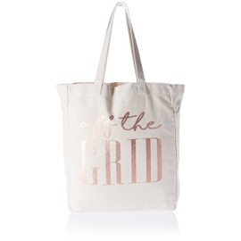 Mud Pie Rose Gold Metallic Travel Canvas Tote, Off The Grid