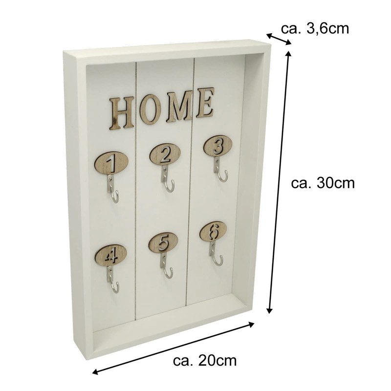 PrimoLiving Wooden Key Cabinet Home with 6 Hooks - Wall