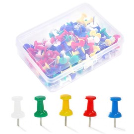 Coloured Push Pins – 100 Drawing Pins with Storage Box – Thumb Tacks for Cork, Notice, and Bulletin Boards – Sturdy, Ideal for Maps, Photos, and More