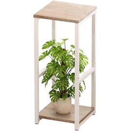 YIZAIJIA Plant Stand Indoor Corner Tall 2 Tier Metal Modern Flower Storage Plant Shelf Holder for Living Room Balcony Garden,White (2 Tier-White)