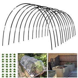 Garden Hoops Grow Tunnel, 12 Sets of 7FT Greenhouse Hoops for Raised Beds, Rust-Proof Fiberglass Frame for Garden Netting, Small Greenhouse Kit, DIY Plant Support Garden Stakes, 60 pcs