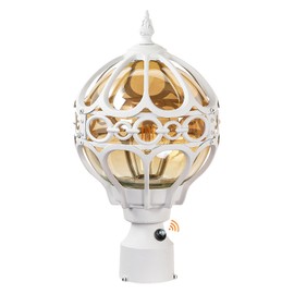 Flybling Dusk to Dawn White Outdoor Post Lights, Exterior Waterproof Rustproof Sphere Outside Post Lamps Fixture, Farmhouse Aluminum Pillar Lantern for Porch House Pathway Fence Yard Garden Patio