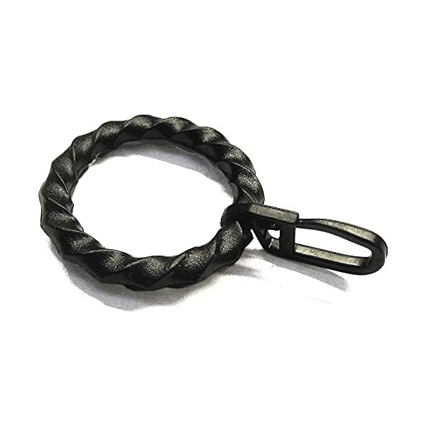 Curtain Rings, Curtain Rings with Pleat Hooks, Black, Inner Diameter