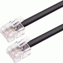 TECHZOCO RJ11 Telephone Cable, ADSL Telephone Cable, Modular Cable 6P4C, Western Cable, RJ11 Cable, Telephone Cable, 6P4C Cable, Suitable for DSL / VDSL / ISDN Internet - Black, 6 Meters