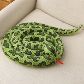 Lifelike Snake Stuffed Animal Soft Stuffed Snake Toy 190 cm Long Fake Snake Plush Realistic Plush Snake Prank Toy, Children's Toy Gift (Green)
