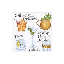 Caspari Cocktail Hour Paper Cocktail Napkins - 20 Per Package