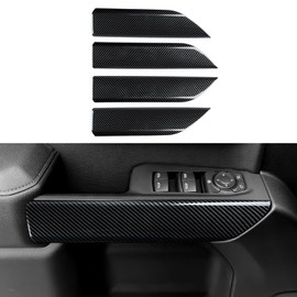 Car Inner Door Handrail Handle ABS Carbon Fiber Sticker Cover Interior Trim for 2019-2025 Chevy Silverado | for 2019-2021 GMC Sierra 1500 2500 3500 HD Decal Accessories （Crew Cab, Style A