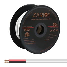 Zarivy 50 pies calibre 20 2 conductores cable rojo negro con chamarra blanca CL2 resistente al fuego, conexión OFC 20AWG Cable eléctrico tiras de cable de extensión para lámpara de cinta LED iluminación
