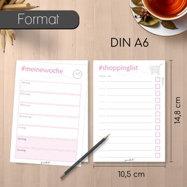 Set of 4 Notepads, Pink Shopping List, Notepad, Weekly Planner, Shopping Notes, To-Do List, Remembering List, DV263