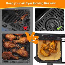 MooManGoo Air Fryer Disposable Liners, Air Fryer Liners Rectangle 8.6x 5.5'', Air fryer Parchment Paper Liners, Accessories Baking Paper (100pcs)