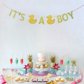 JENSENLIN It’s A Boy Baby Shower Banner Decorations,Duck Theme Pregnancy Celebration Gender Reveal Party Supplies for Boy.