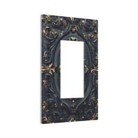 Retro Black Gold Floral Plant Flowers 1 Gang Decorator/GFCI Light Switch Cover Decorative Single Rocker/Decor Outlet Wall Plate Electrical Faceplate Luxury Baroque Style