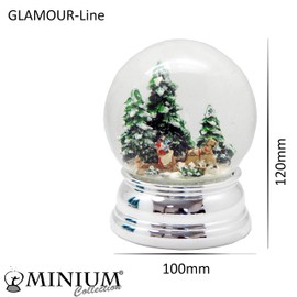 Minium Collection Glamour Line 20139 Snow Globe Sleigh Ride Silver Curved Base Diameter 100 mm
