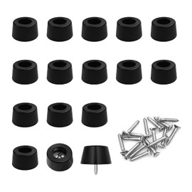 Jeyrup Rubber Feet Screwable Tapered Rubber Furniture Gliders Non-Slip Film Tapered Base Equipped with Screws 16 Individual Rubber Feet
