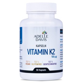 Adelle Davis® Vitamin K2 100 mcg (MK7 Menachinone), 60 Capsules, Made from Natural Ingredients, 100% Vegan, 100% Gluten Free, 100% GMO Free, Made in EU