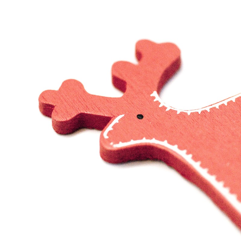 Set of 12 Red & Cream Reindeer Christmas Tree Decorations