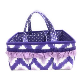 Bacati Mix and Match Nursery Fabric Storage Caddy with Handles, Purple