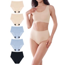 AIRCUTE AIRCUTE Washable Urine Absorbency Incontinence Underwear for Women Bladder Leak Proof Cotton Panties 60ML 5 Pack(Tricolor, Large)