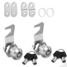 Hecfu 2 Pcs Tool Box Locks with Keys, Hook Cam, Tubular Cam Lock 5/8" Keyed Alike, Toolbox Lock Secure Your Toolbox Mailbox Drawer Cabinet Locks, Silver, Zinc Alloy