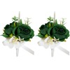MAFELOE 2Pcs Men Boutonniere Corsage Set, Dark Green(X-G)