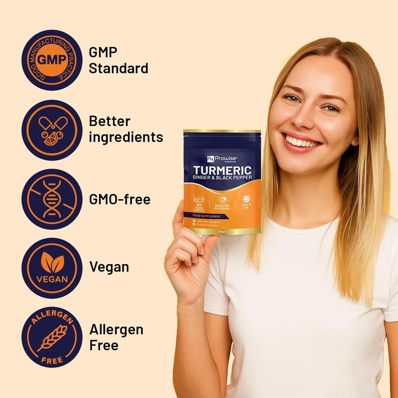 Turmeric Tablets 5400mg with Black Pepper, Ginger - High Strength