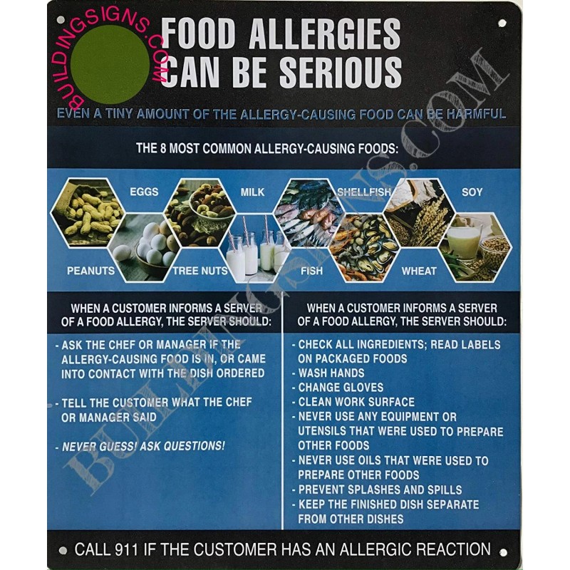 BUILDINGSIGNS.COM Food Allergies Sign (Aluminium-Rus
