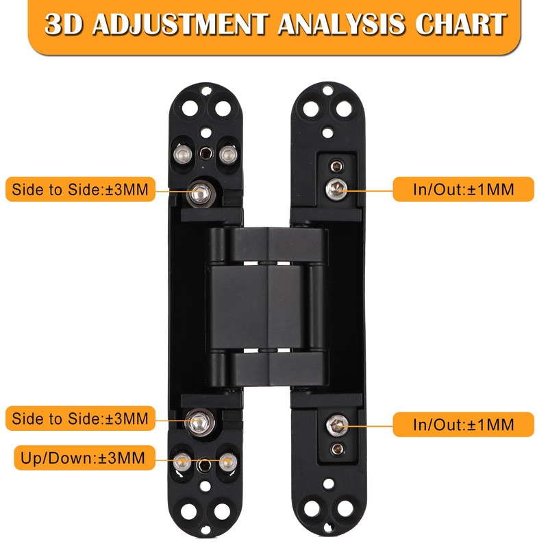 HBL' 2 Pack Hidden Door Hinges, 7 Inch Black Heavy