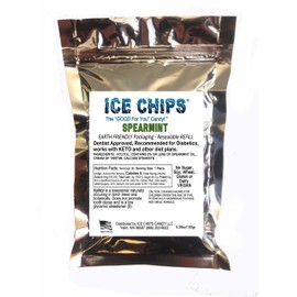 ICE CHIPS Xylitol Candy in Large 5.28 oz Resealable Pouch; Low Carb & Gluten Free (Spearmint)