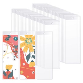 50Pcs Bookmark Sleeves Clear Blank Bookmark Holder Sleeves 7 x 2.4 Inches Large Plastic Photo Booth Sleeve for School Office