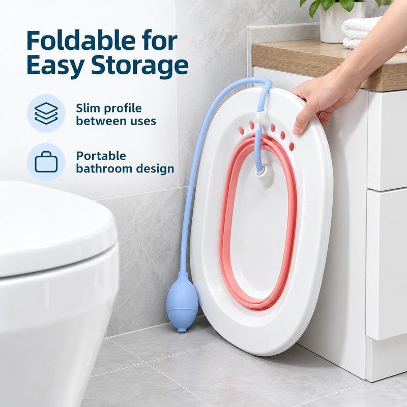 Foldable Sitz Bath Basin for Toilet Seat – Portable Plastic