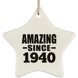 Designsify Christmas Tree Ornaments - Xmas Decorations Gifts - 84th Birthday Amazing Since 1940, Star Ornament - for Anniversary Thanksgiving Day Party, to Men Women Him Her Friend Mom Dad Wife