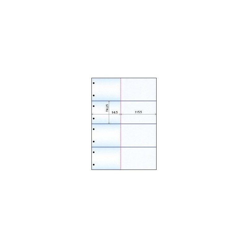 Receipt Paper, A4, 4 Sides with Reception (with Blue Holes),