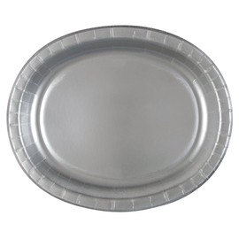 Silver Oval Paper Plates, 8ct