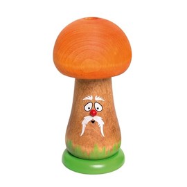 Kuhnert Woodturning Smoke Figure / Smoking Figure - Smoke Mushroom with Hat in Orange - Height: Approx. 12 cm - Made in Germany
