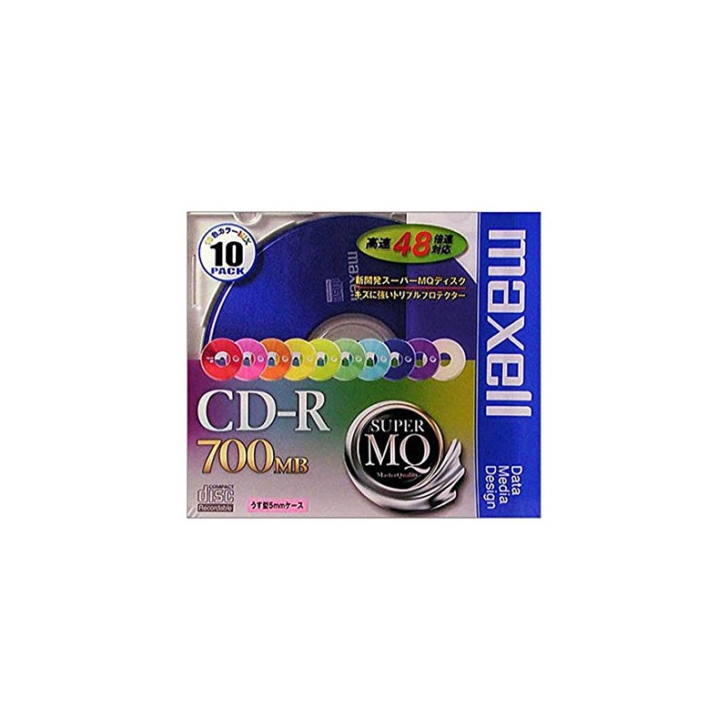 Maxell CDR700S.MIX1P10S Data CD-R 700MB 48X Color Mix Pack of