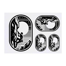 4 x 'Cliff Rock Climbing' Temporary Tattoos - Water Resistant, Skin-Safe, Non-Toxic Transfers, Mixed Sizes (TO00074208)