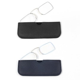 DXYXYO Mini Armless Reading Glasses for Women Men, 2 Pack Thin Legless Nose Clip Readers Compact with Small Portable Case, 3.0 Black and Blue