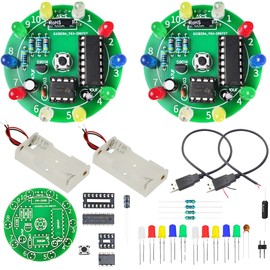 Youmile 2 pcs DIY Welding Practice Kit, Shake the Lucky Wheel LED Light PCB Assembly Welding Electronics Training Board Button, vibration switch control Spin Random Stop for Welding Practice Project