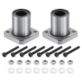 sourcing map LMK13-UU Linear Ball Bearings 13mm Bore 23mm OD 32mm Length Round Flange Nickel Plated with Screws for CNC Machine 3D Printer 2pcs