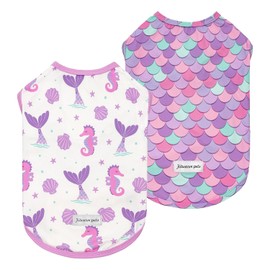 Fitwarm - Paquete de 2 camisas de perro con protección solar UV UPF 50+, chaleco ligero de enfriamiento, ropa de verano de secado rápido para perros pequeños y niñas, traje de mascota, morado, rosa