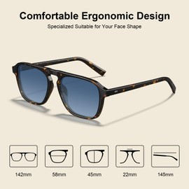 STGATN Pilot Polarized Square Sunglasses Womens Mens UV Protection One Bridge Shades Classic Driving Glasses ST3475