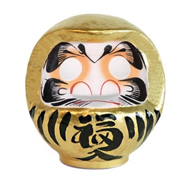 Takasaki Daruma HKDM-3-GD-9 Figurine, Gold No. 3, 4.7 x 4.3 x 5.9 inches (12 x 11 x 15 cm), Achieve Your Goals