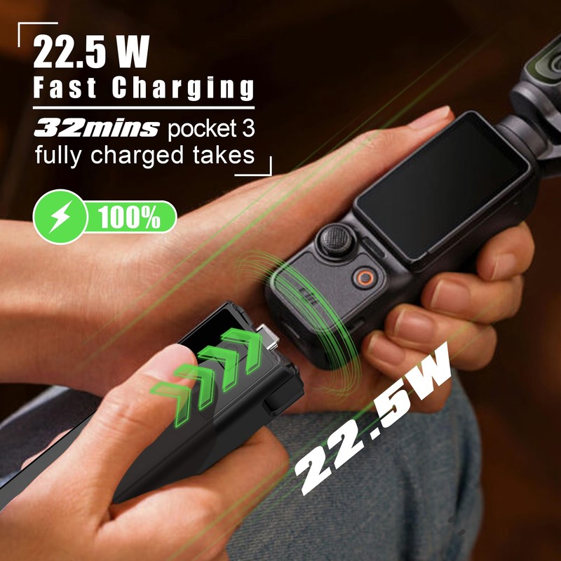 Ranzyfa Compatible with DJI Osmo Pocket 3 Battery Handle, Built-in